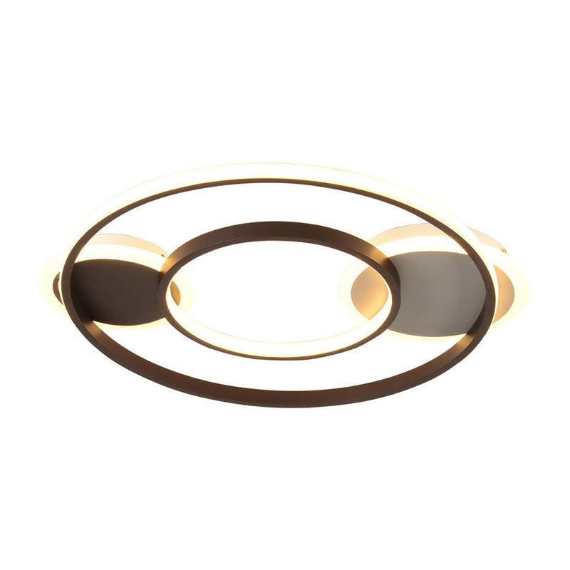 Round Acrylic Flush Ceiling Light Nordic LED Black Flushmount Lighting in Warm/White Light