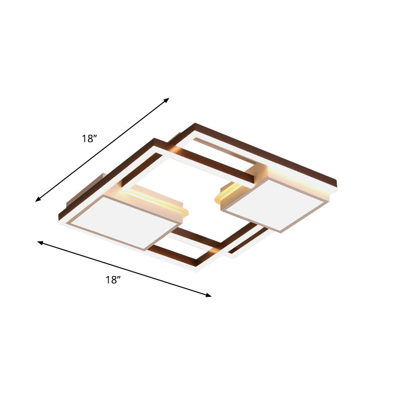 Nordic LED Ceiling Flush Mount with Acrylic Shade Black Geometric Flush Light Fixture, 18"/21.5" W