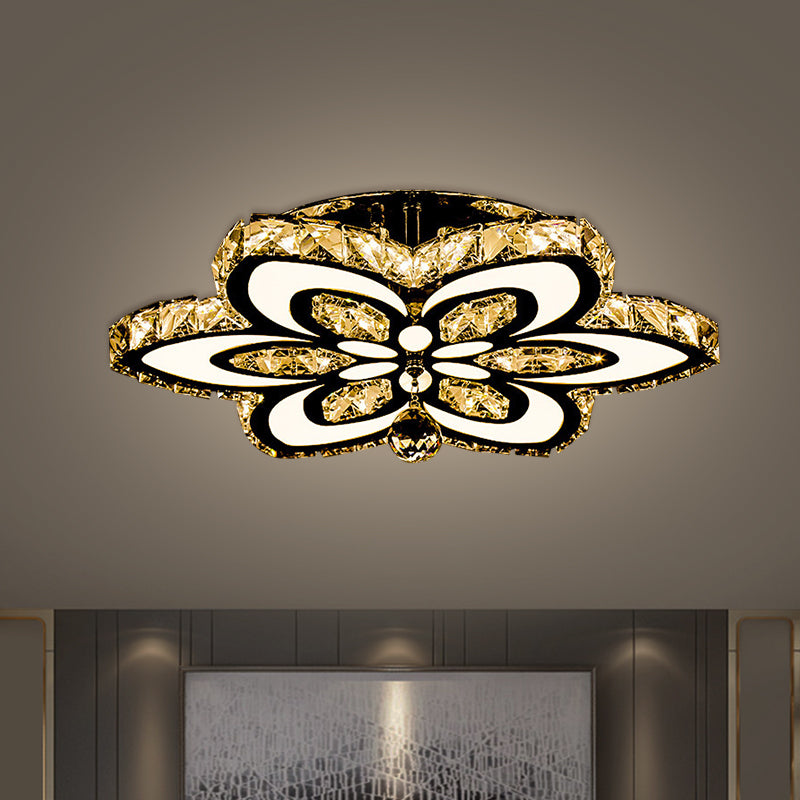 Bloque de cristal Blossom Semi Flush Simplicity Simplicidad LED Carrido cromado Montado de techo, grande/pequeño