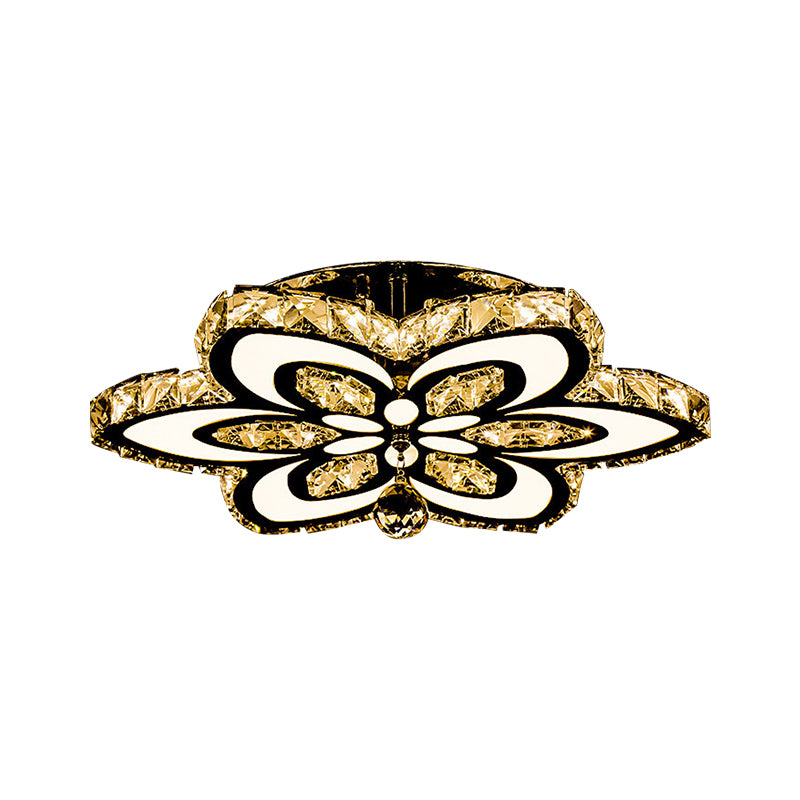 Bloque de cristal Blossom Semi Flush Simplicity Simplicidad LED Carrido cromado Montado de techo, grande/pequeño