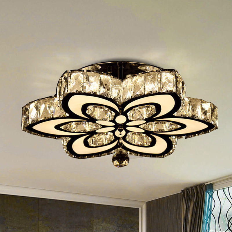 Bloque de cristal Blossom Semi Flush Simplicity Simplicidad LED Carrido cromado Montado de techo, grande/pequeño