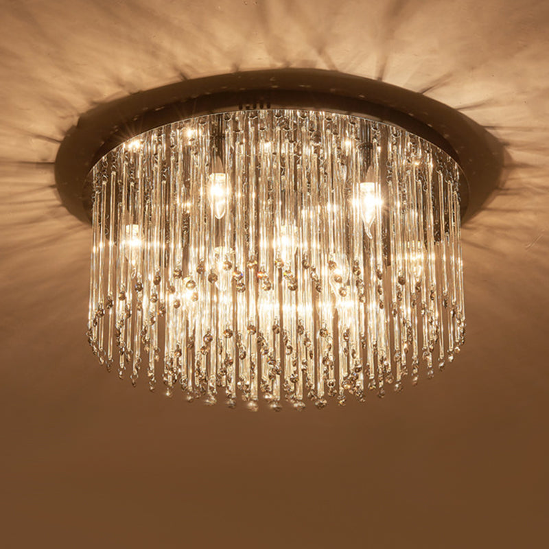 19,5"/23,5" W LED Slaapkamer Plafondarmatuur Minimalisme Chroom Inbouwverlichting met Drumstrip Kristallen Schaduw