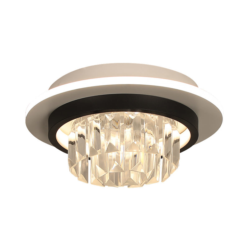 Modern Round/Square Ceiling Light Crystal Rectangle LED Corridor Flush Mount Lamp Fixture in Black