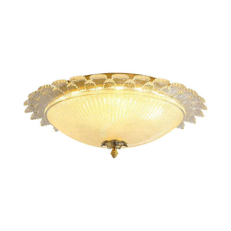 Simplicity LED Ceiling Light Fixture Gold Dome Flush Mount Lamp with Clear Crystal Shade, 16"/19.5" Width