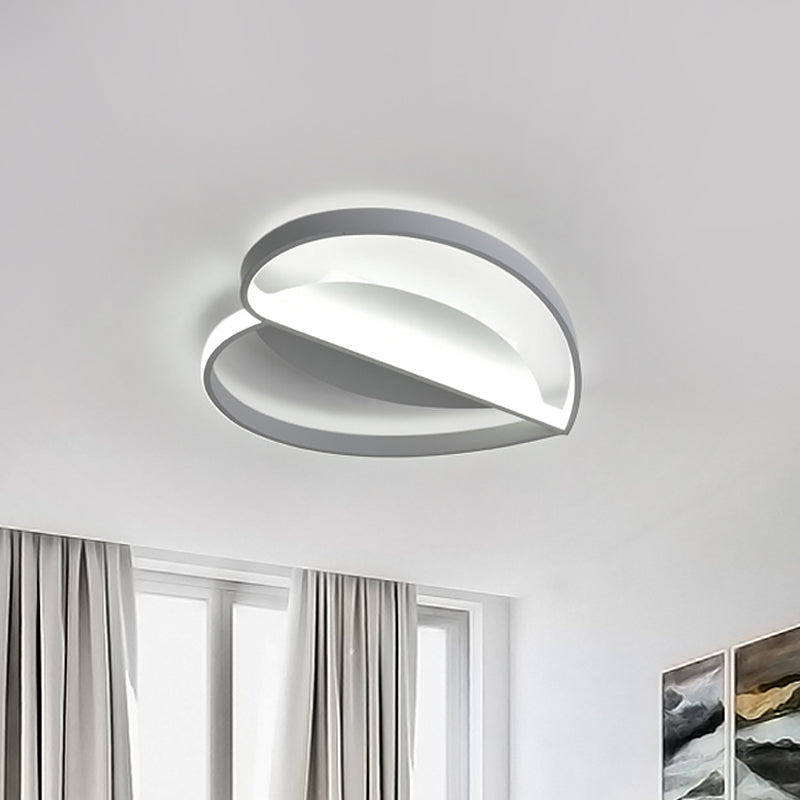 Nordic LED Ceiling Mounted Fixture White Heart Flush Lamp with Acrylic Shade in Warm/White Light