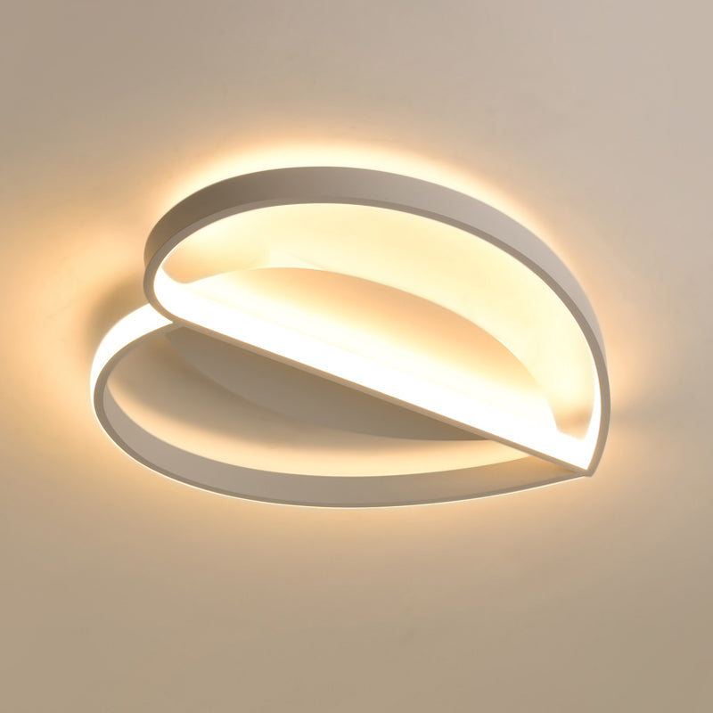 Nordic LED Ceiling Mounted Fixture White Heart Flush Lamp with Acrylic Shade in Warm/White Light