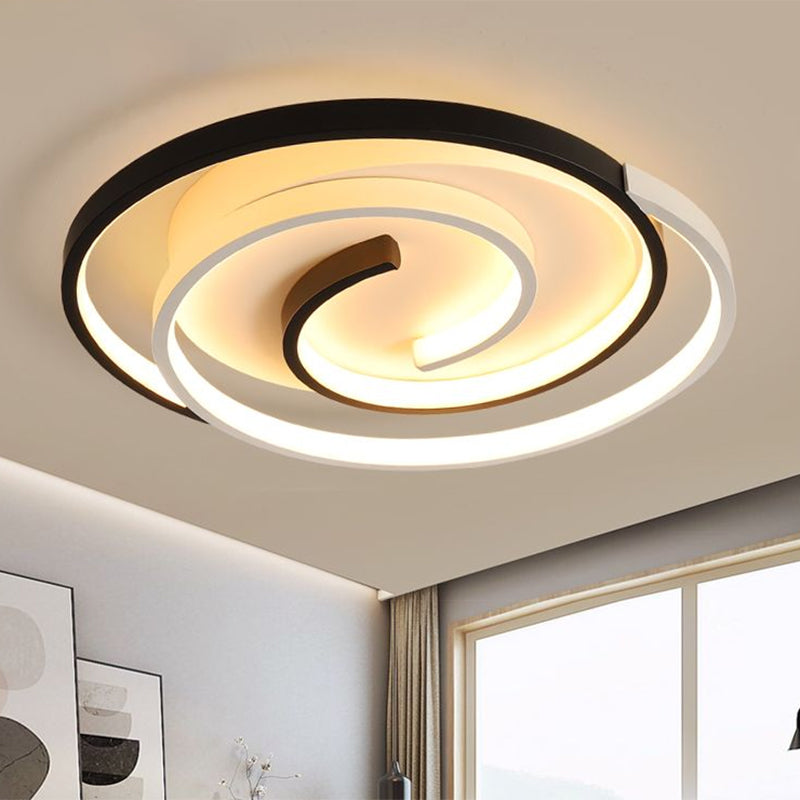 Swirling Flush Ceiling Light Modernist Acrylic LED Black Flush Mount Lamp, 18"/21.5" Wide