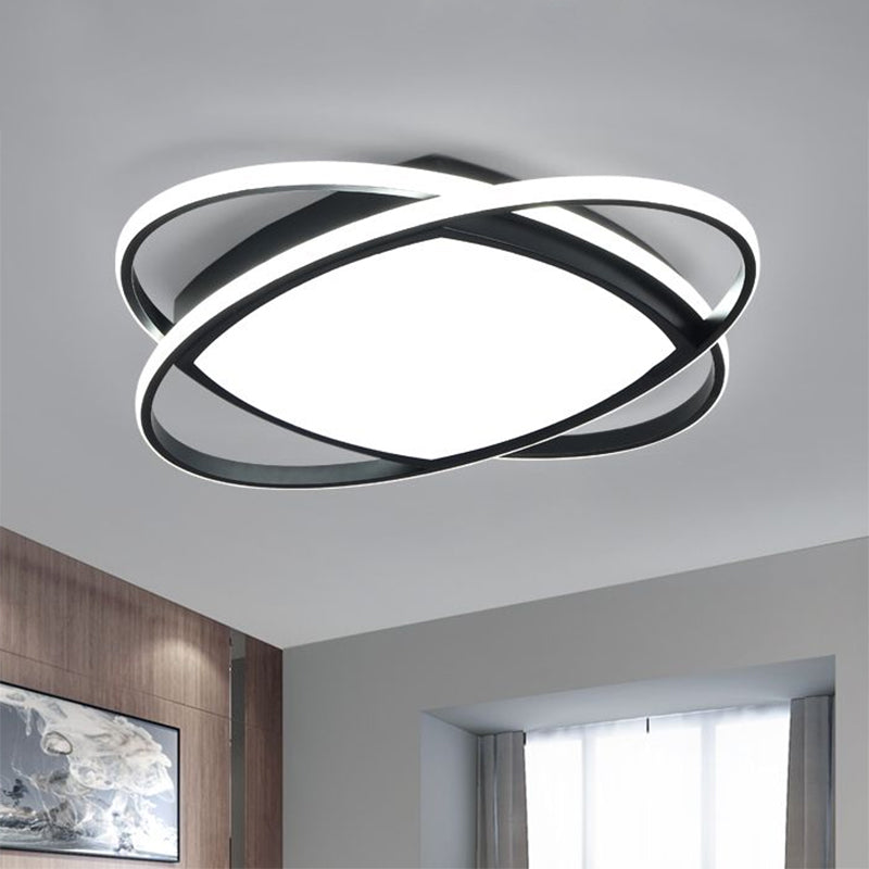 Metallic Square and Oval Flush Mount Modern LED Flush Light Fixture in Black, 19.5"/23.5" Width