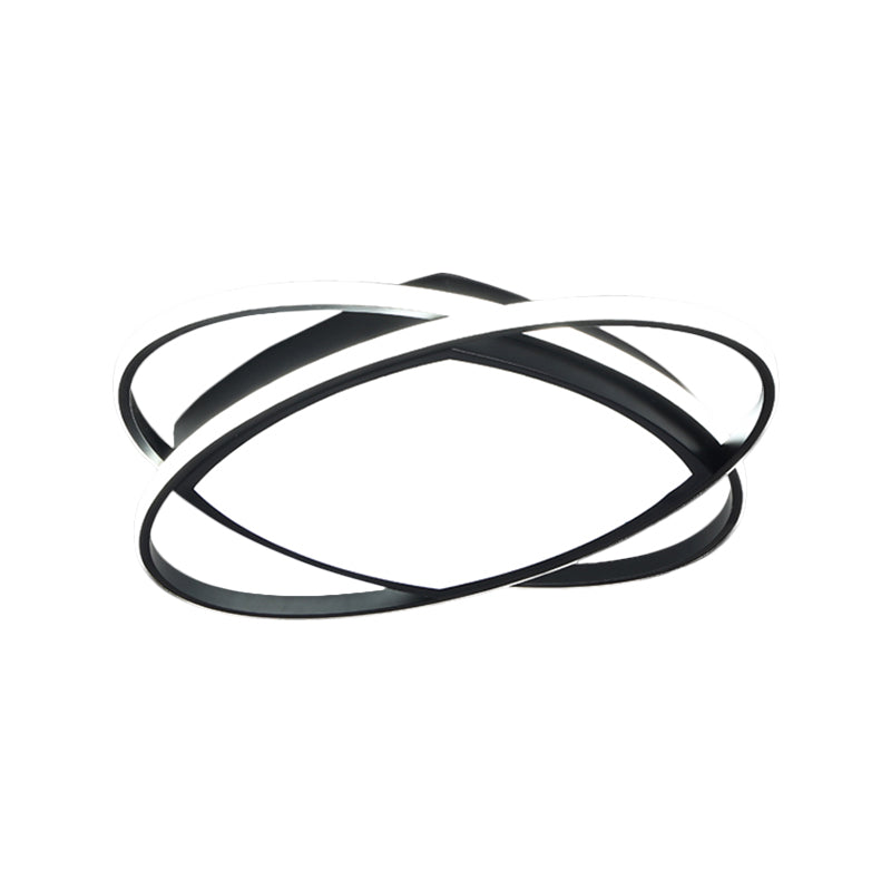 Metallic Square and Oval Flush Mount Modern LED Flush Light Fixture in Black, 19.5"/23.5" Width