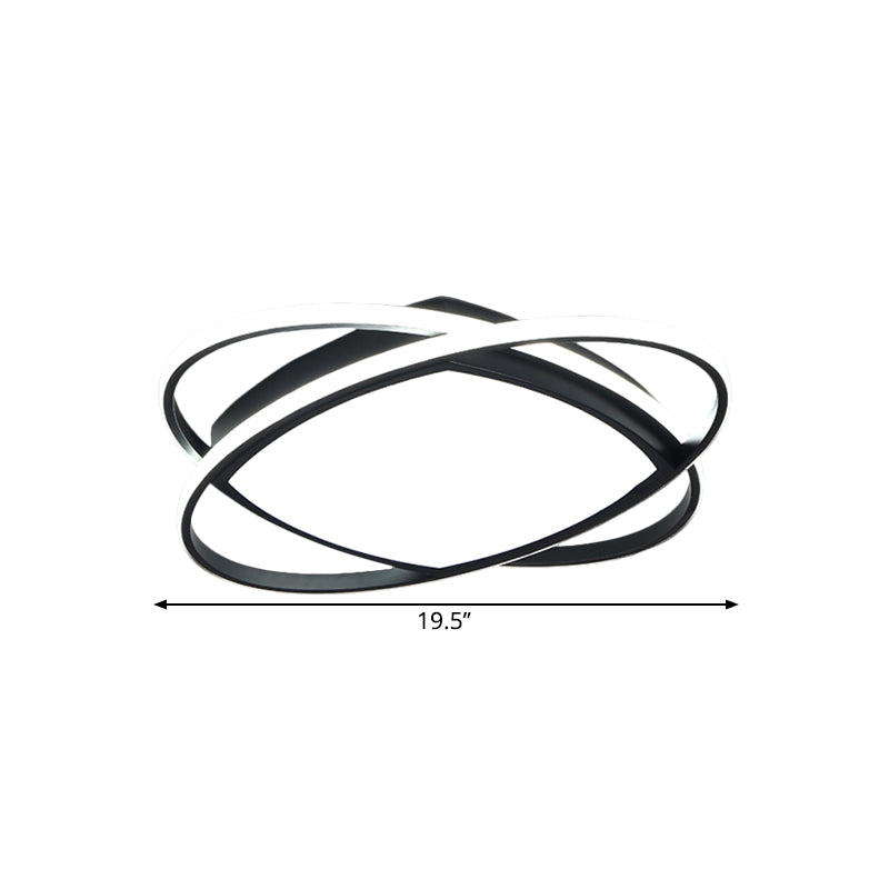 Metallic Square and Oval Flush Mount Modern LED Flush Light Fixture in Black, 19.5"/23.5" Width