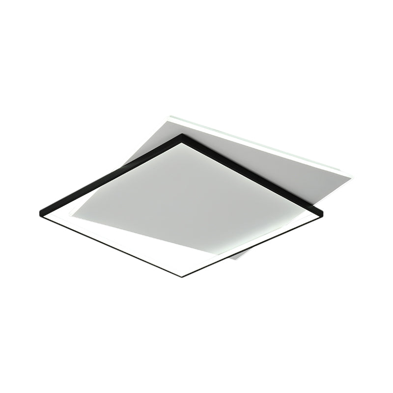 Overlapping Metallic Flush Mount Light Modernist LED Black Ceiling Mounted Fixture, 18"/21.5" Wide