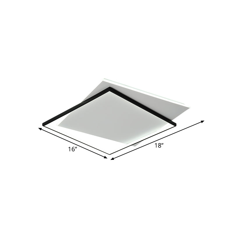 Overlapping Metallic Flush Mount Light Modernist LED Black Ceiling Mounted Fixture, 18"/21.5" Wide