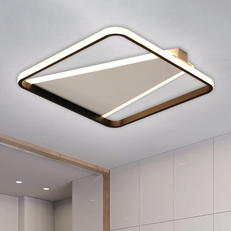 Geometric Acrylic Flush Light Minimalist LED Black Flush Mount Lighting, 16.5"/20.5" Width