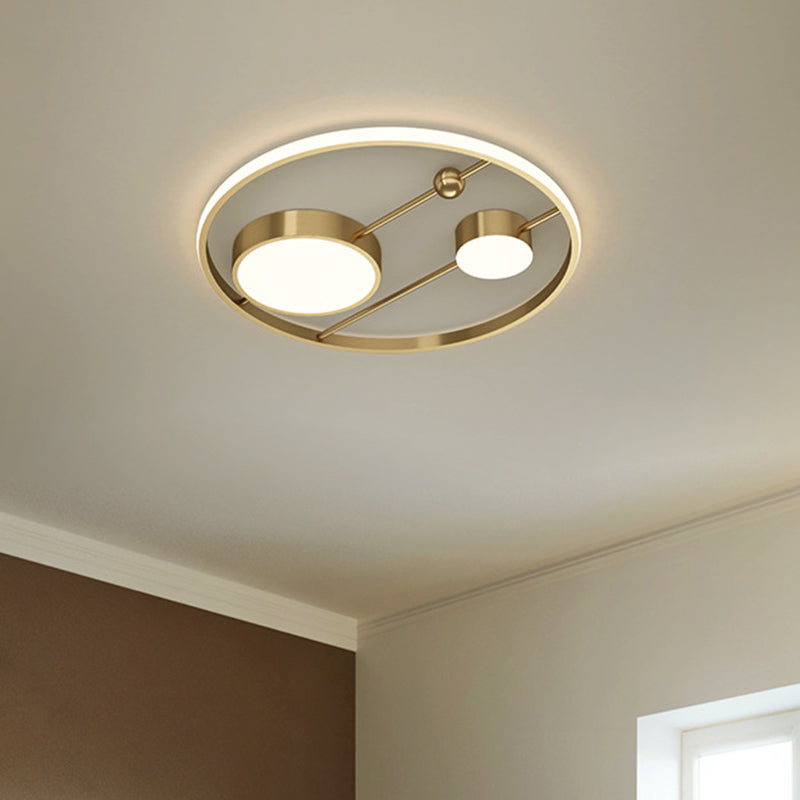 16"/19.5" W Rounded Flush Light Fixture Modernism Acrylic LED Brass Ceiling Flush Mount for Bedroom