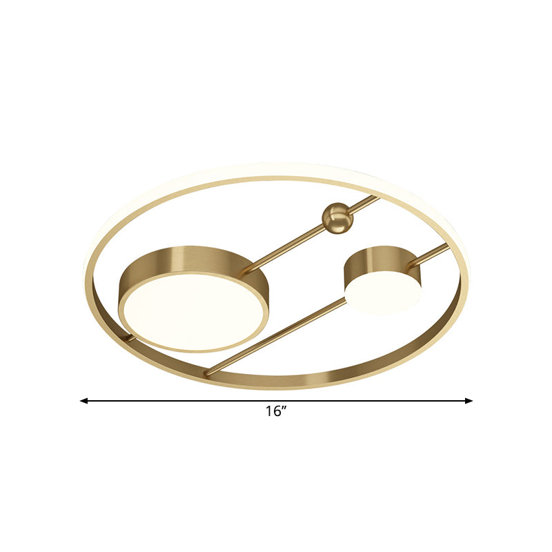 16"/19.5" W Rounded Flush Light Fixture Modernism Acrylic LED Brass Ceiling Flush Mount for Bedroom