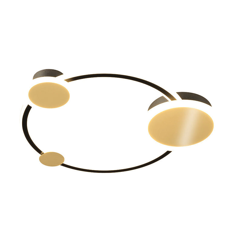 Goud Ringed Flush Mount Lamp Modernist LED Metallic Flush Plafond Licht in Warm/Wit Licht