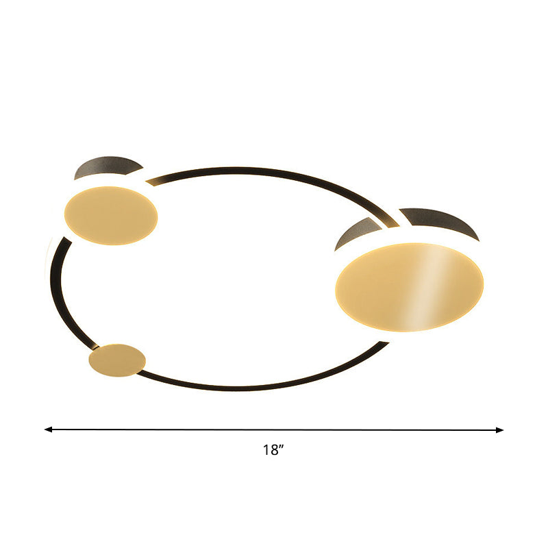 Goud Ringed Flush Mount Lamp Modernist LED Metallic Flush Plafond Licht in Warm/Wit Licht