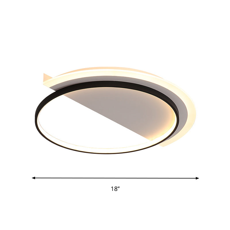 Acrylic Semicircle Ceiling Light Fixture Nordic LED Black Flush Mount Lighting, 18"/21.5" Width