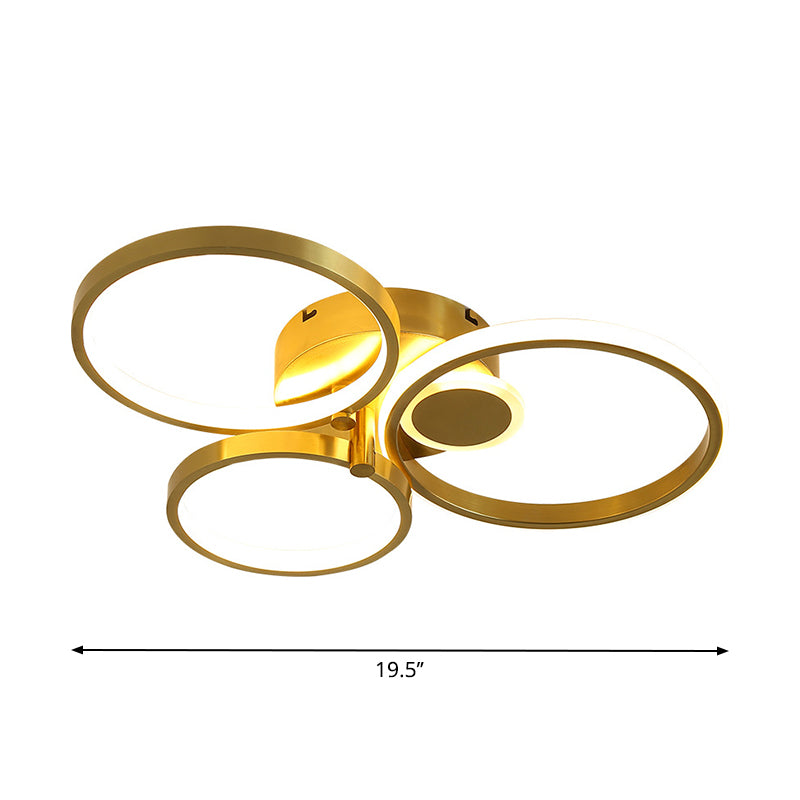 Circular Bedroom Ceiling Mounted Fixture Metal LED Minimalism Flush Mount Lamp in Gold, Warm/White Light