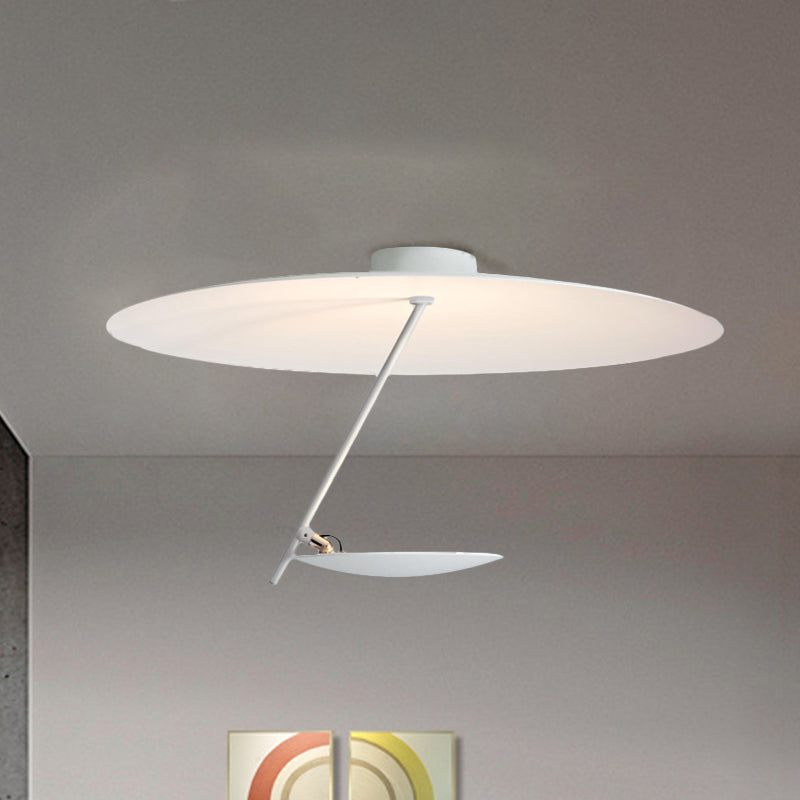 White Dome Flush plafonnier moderniste LED Metallic Semi Flush Mount pour chambre, 19,5 "/23,5" de large