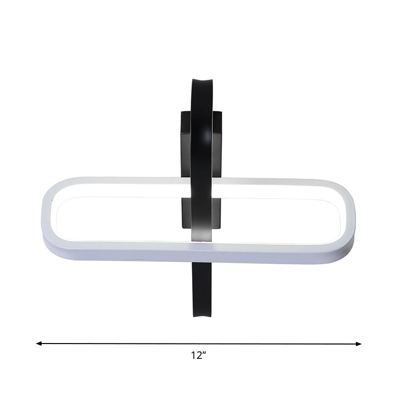 Dual Oblong Acrylic Flush Mount Lamp Minimalist LED Black Flush Ceiling Light, Warm/White Light