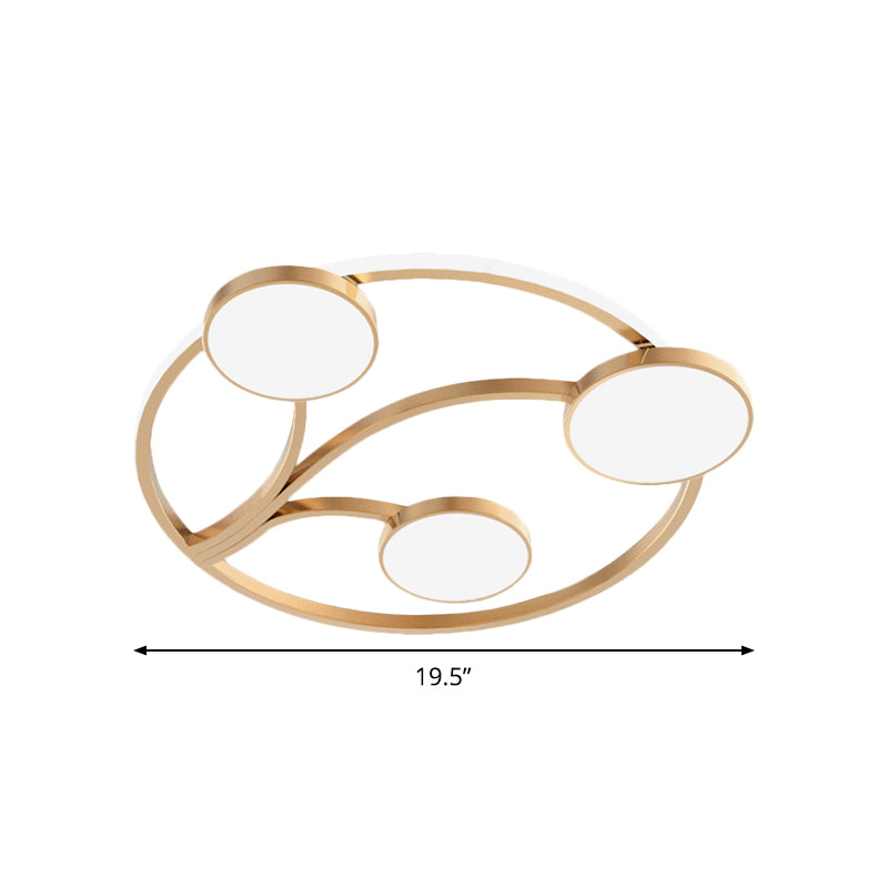 Metal Circular Flush Light Modernity 19.5"/27" W LED Close to Ceiling Lighting in Gold with Branch Design