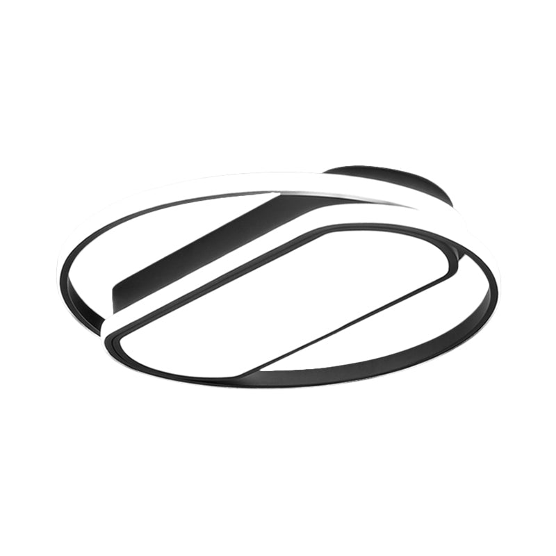 Iluminación integrada moderna LED negra con incrustaciones de ácido acrílico en forma de anillo y rectángulo, 16,5 "/ 20,5" / 24,5 "w