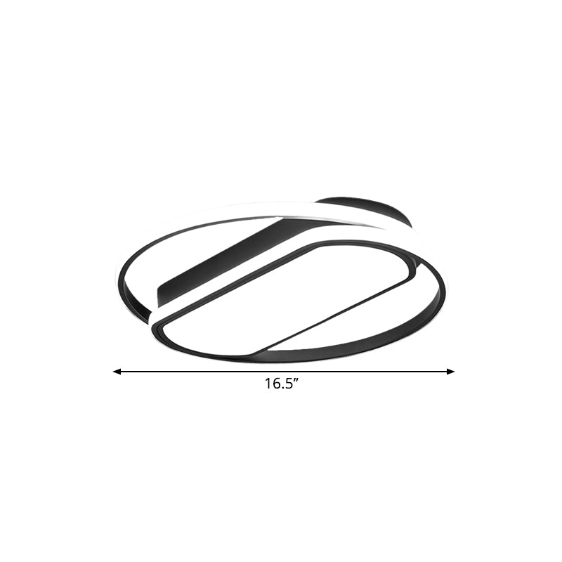 Iluminación integrada moderna LED negra con incrustaciones de ácido acrílico en forma de anillo y rectángulo, 16,5 "/ 20,5" / 24,5 "w