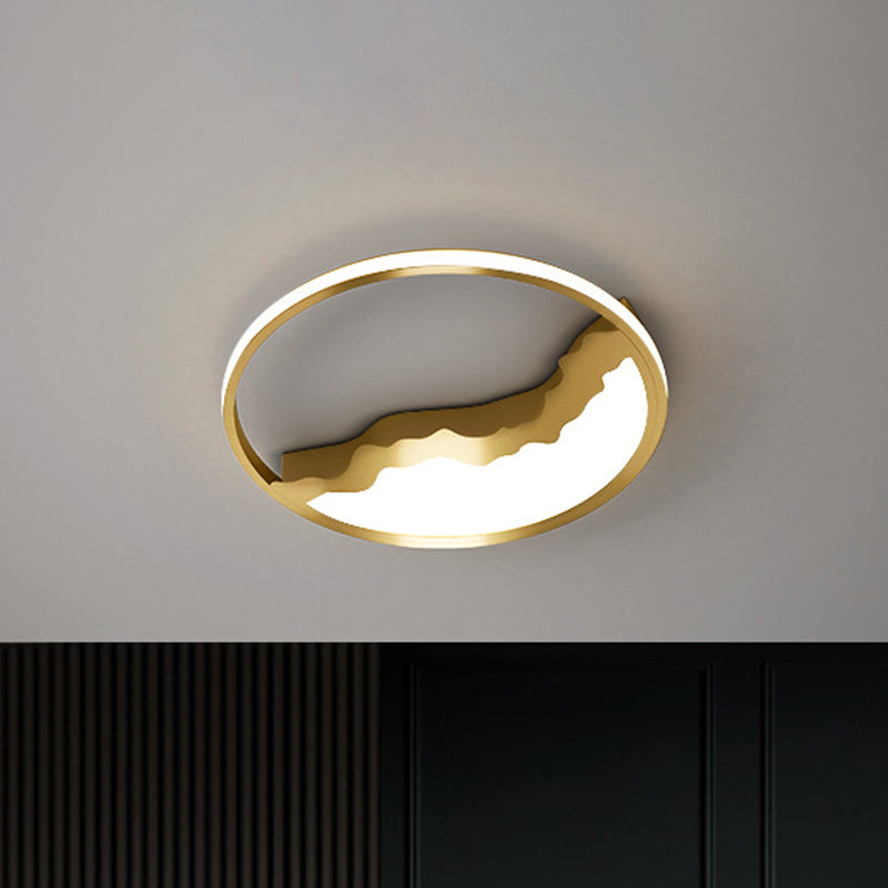 Geometric Flush Mount Light Modern Acrylic LED Brass Flushmount Lighting, 12.5"/16.5"/20.5" Width