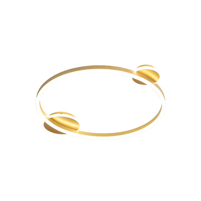 Gold Halo Ring Flush Mount Lighting Modernism LED Metallic Flushmount Ceiling Lamp in White/Warm Light, 16"/19.5" Dia