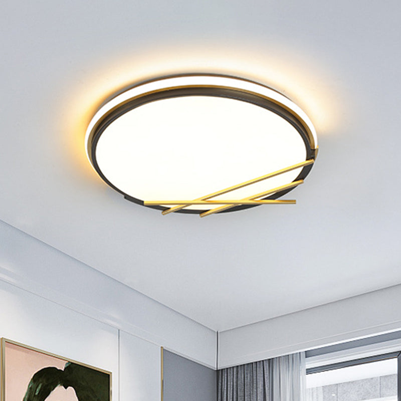 16"/19.5" W Acrylic Round Flush Light Fixture Nordic LED Flushmount Lighting in Black, Warm/White Light