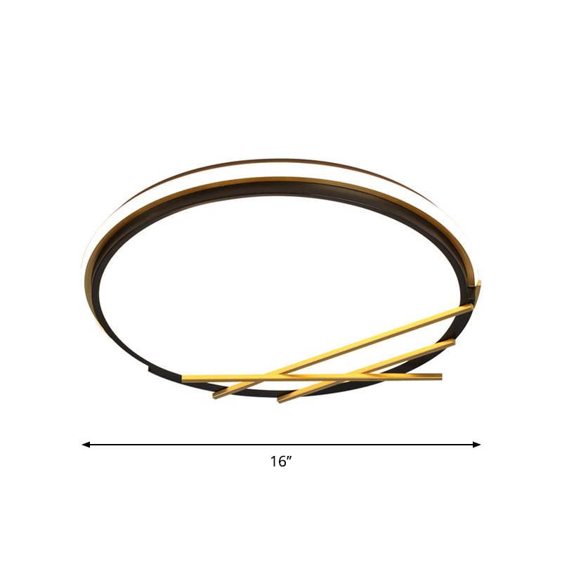 16"/19.5" W Acrylic Round Flush Light Fixture Nordic LED Flushmount Lighting in Black, Warm/White Light