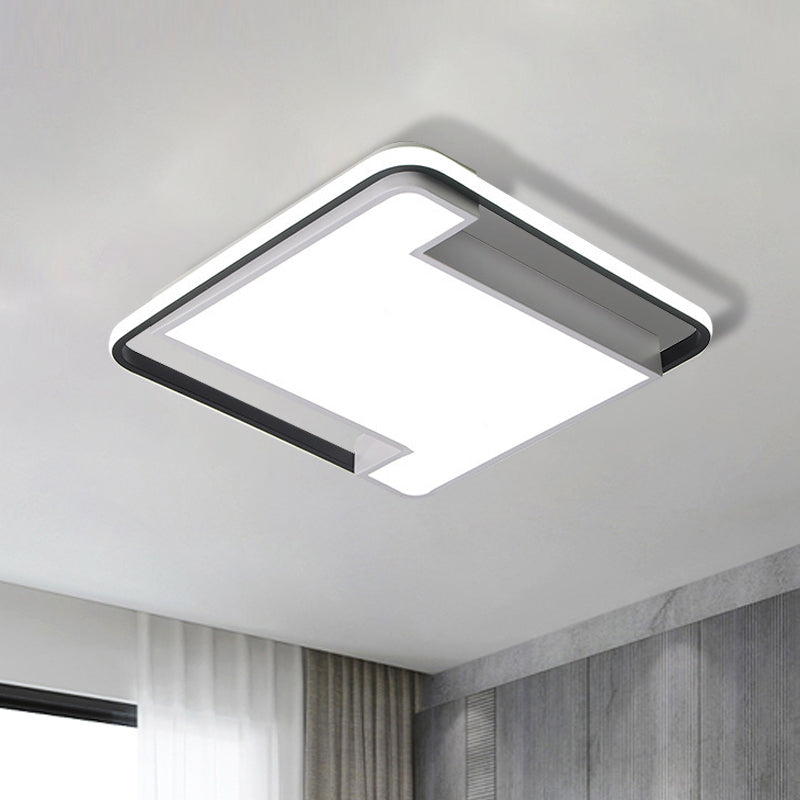 18"/22" Wide Geometry Flush Light Fixture Modern Acrylic Black/White LED Flush Mount Lamp for Bedroom