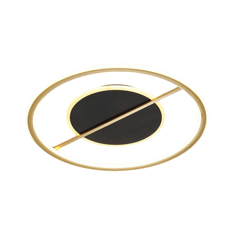 Modernist Round Flush Light Fixture Metal 16"/19.5" Wide LED Bedroom Flush Mount Lamp in Black, Warm/White Light