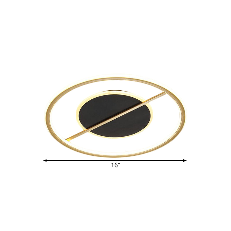 Modernist Round Flush Light Fixture Metal 16"/19.5" Wide LED Bedroom Flush Mount Lamp in Black, Warm/White Light