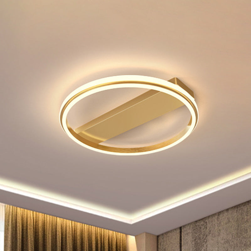 Metal Ringed and Rectangle Flush Mount Lamp Nordic Gold/Coffee LED Flush Ceiling Light, 16.5"/20.5" W