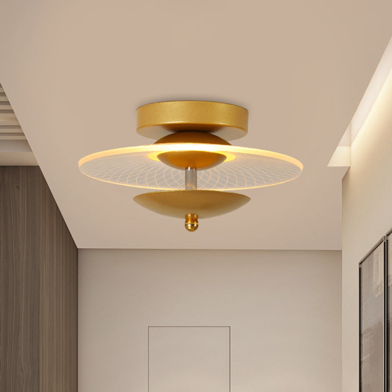 Runde Acryl halb Flush Light Contemporary Black/Gold Finish LED -Deckenbeleuchtung in warmem/weißem Licht für Korridor