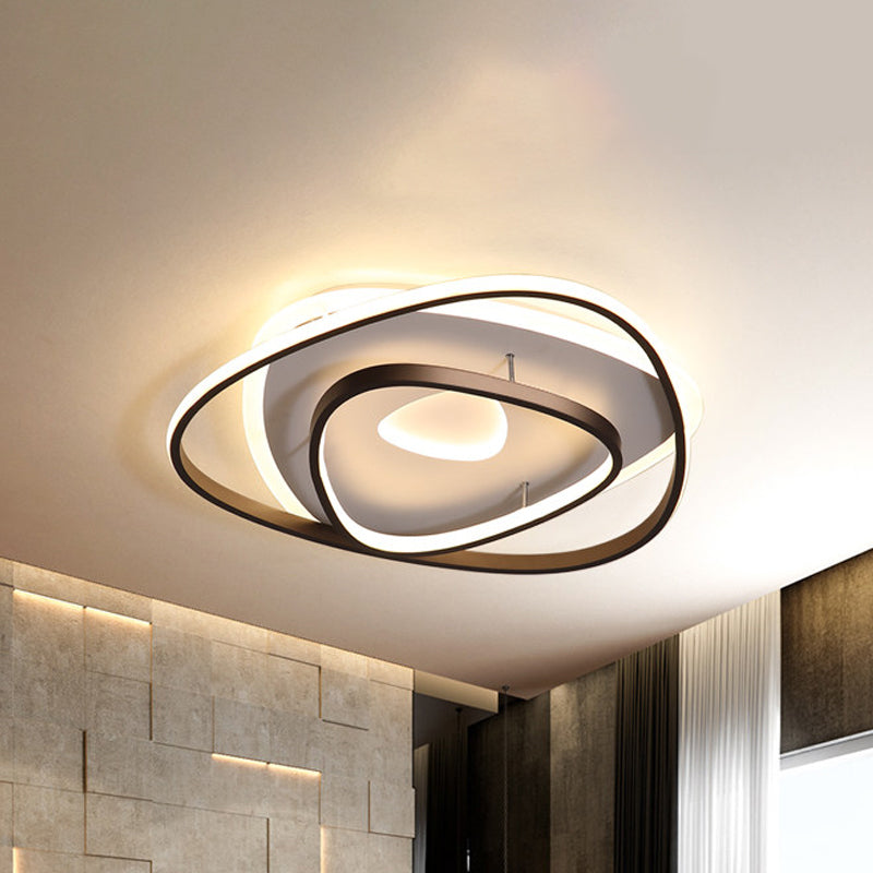 Black Triangle Flushmount Contemporary LED Acrylic Flush Mount in Warm/White Light, 17"/21"/25" Wide