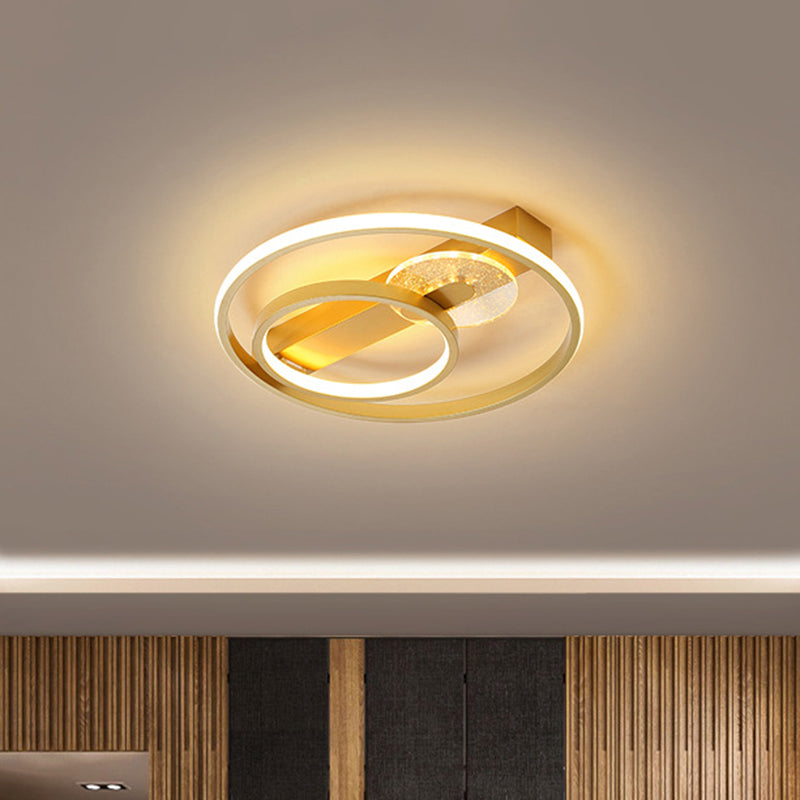 Metal Hoop Flushmount Lighting Simple Style Gold/White and Black LED Ceiling Flush in White/Warm Light, 16.5"/20.5" Wide
