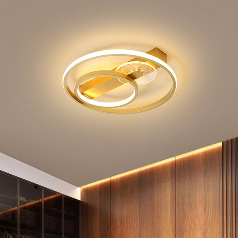 Metal Hoop Flushmount Lighting Simple Style Gold/White and Black LED Ceiling Flush in White/Warm Light, 16.5"/20.5" Wide