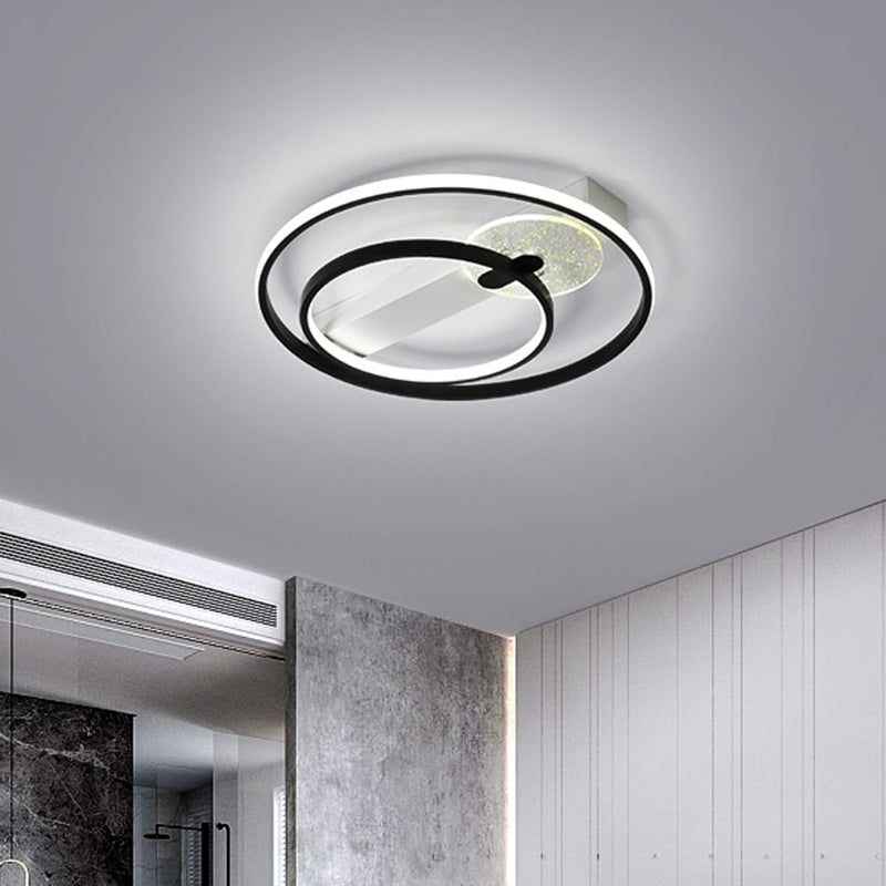 Metal Hoop Flushmount Lighting Simple Style Gold/White and Black LED Ceiling Flush in White/Warm Light, 16.5"/20.5" Wide