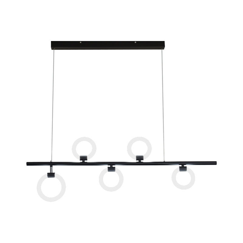 Luz de lámpara metálica lineal Luce Nordic LED Black Lighting con anillos con luz cálida/blanca, 31.5 "/39"/47 "W