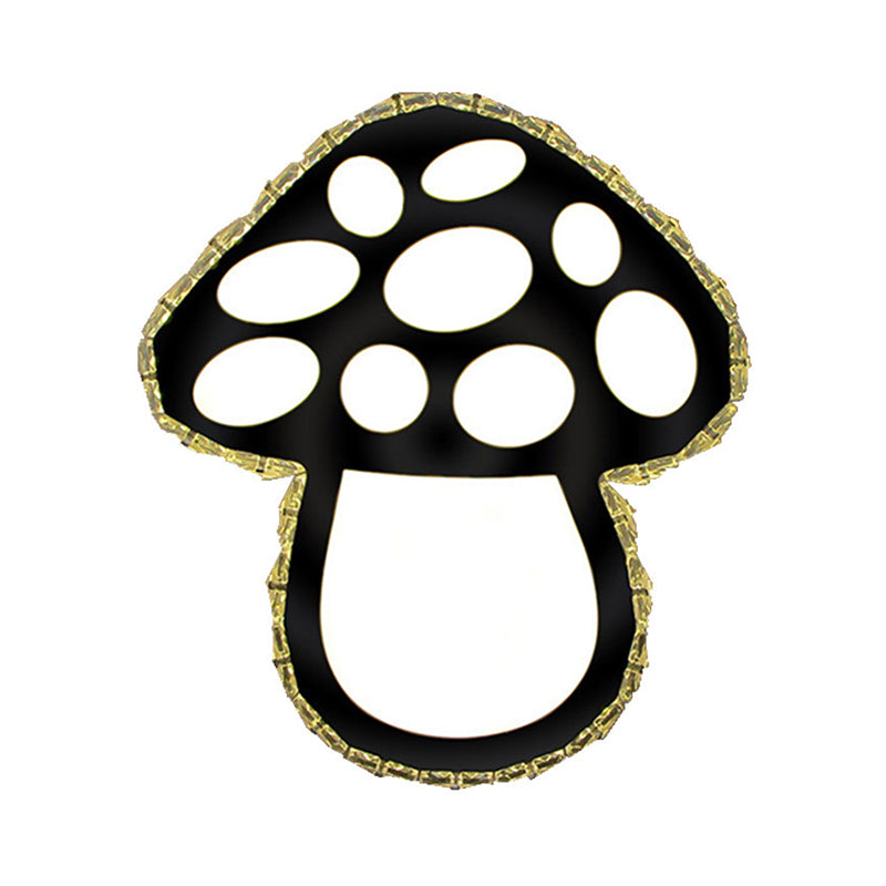 Mushroom Wall Mount Lighting Minimalist Crystal LED Bedside Surface Wall Sconce in Black, 2 Color Light