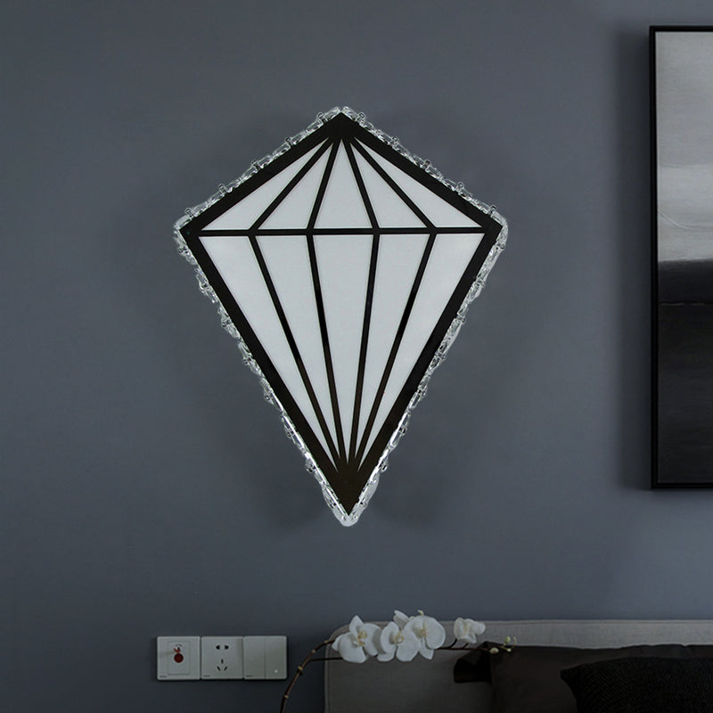 White LED Diamond Wall Lighting Simplicity Acrylic Wall Sconce with Crystal Deco in Warm/White Light