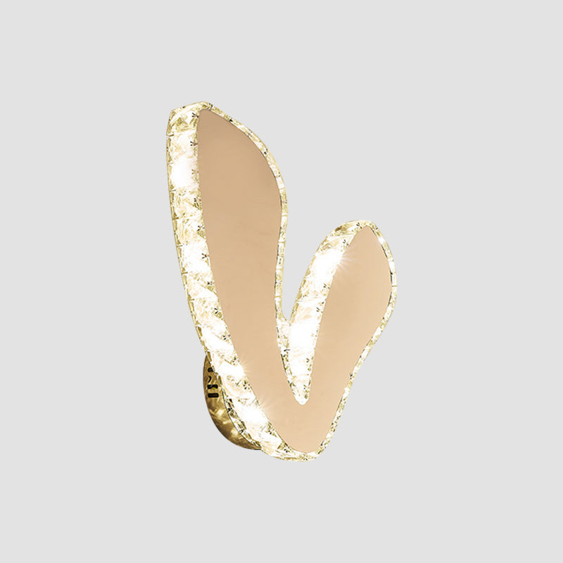 V-Shape Sleeping Room Wall Mount Lamp Crystal Block LED Minimalism Flush Wall Sconce in Chrome, Warm/White Light