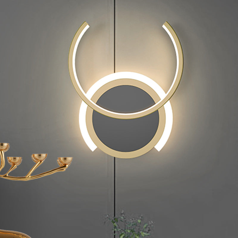 Metal C-Shaped Wall Sconce Light Nordic LED Wall Lighting in Gold for Bedroom, Warm/White Light