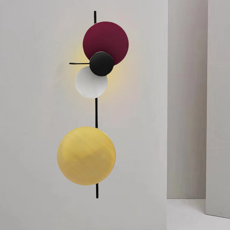 Circular Wall Mount Light Nordic Metallic Blue/Red/Pink LED Wall Lighting Fixture for Living Room