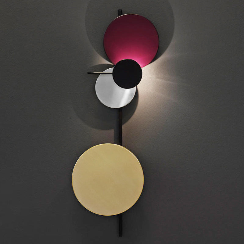 Circular Wall Mount Light Nordic Metallic Blue/Red/Pink LED Wall Lighting Fixture for Living Room