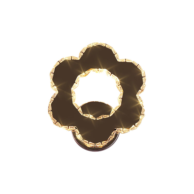 Hand-Cut Crystal Flower/Star Sconce Modernism LED Wall Mounted Lighting in Chrome, Warm/White Light