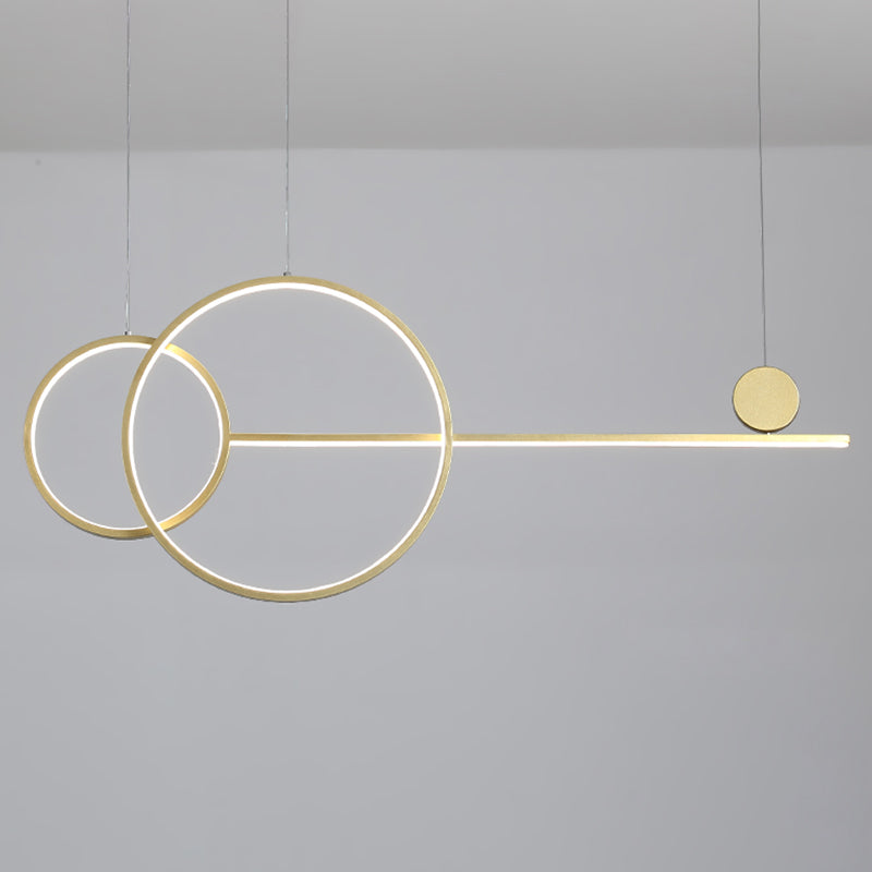 Idee di illuminazione dell'isola circolare nera/oro lampada lampadario acrilico a led nordica con design di linea